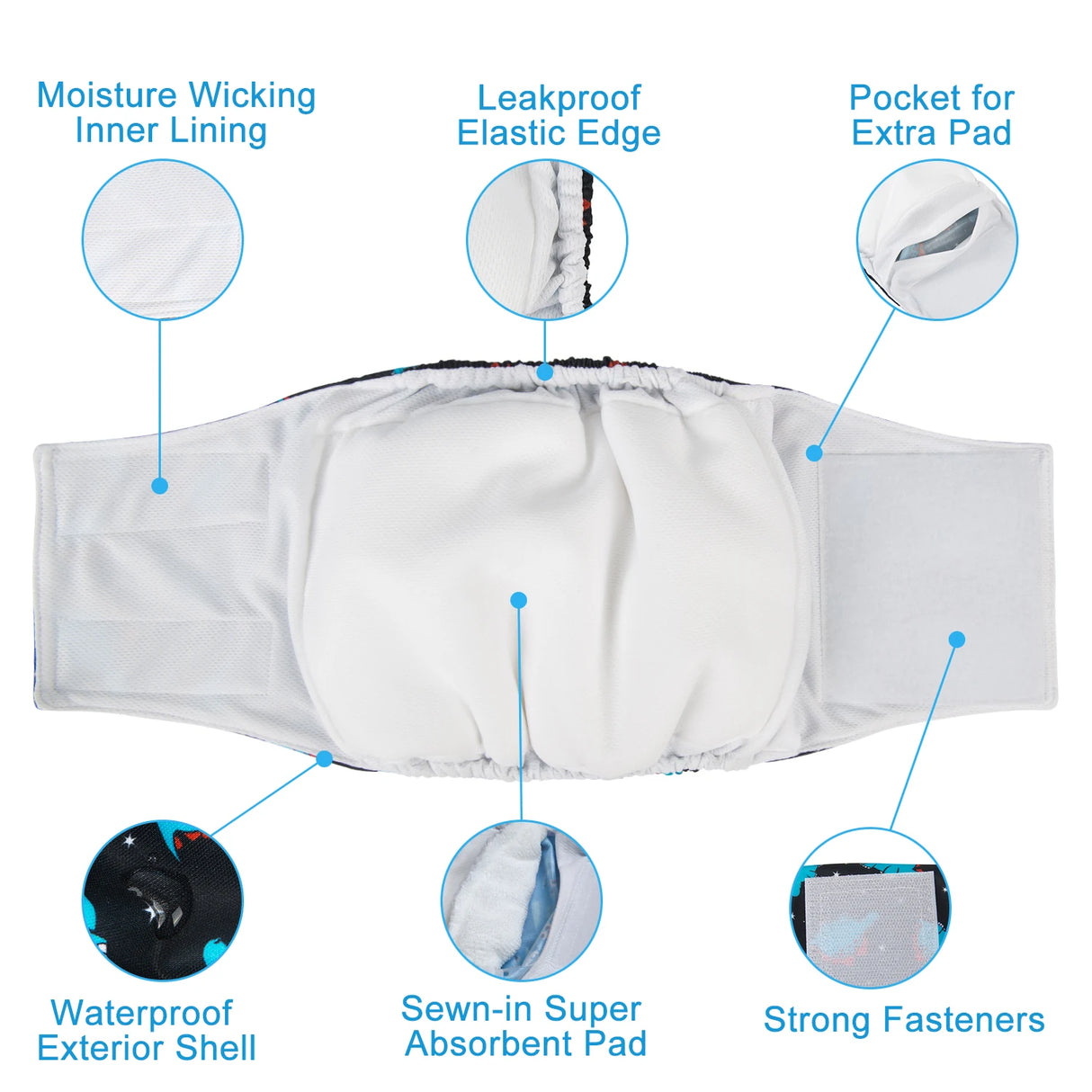 (3pcs per pack) Washable Male Dog Diaper With Belly Band