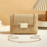 Women's Handwoven Crossbody Shoulder Bag With Lock Closure