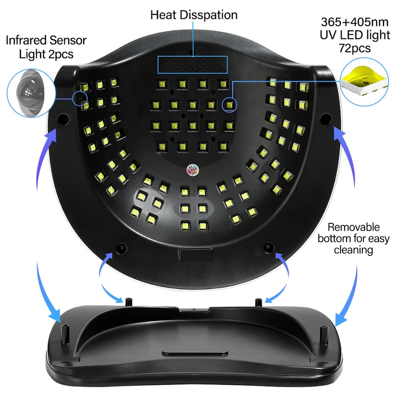 320W With 72 LED's UV Light Dryer for Gel Nail Polish with 4 Timer Setting ,LCD Auto Sensor Display Screen