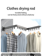 Wall-Mounted Foldable Aluminum Clothes Drying Rack.