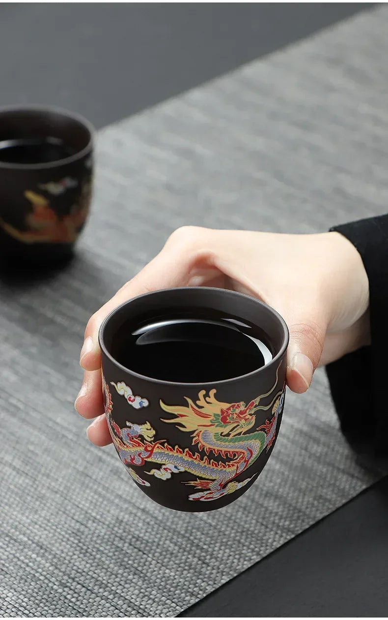 1pcs Tea Cup Changes Color In Hot Water To Dragon Or Phoenix