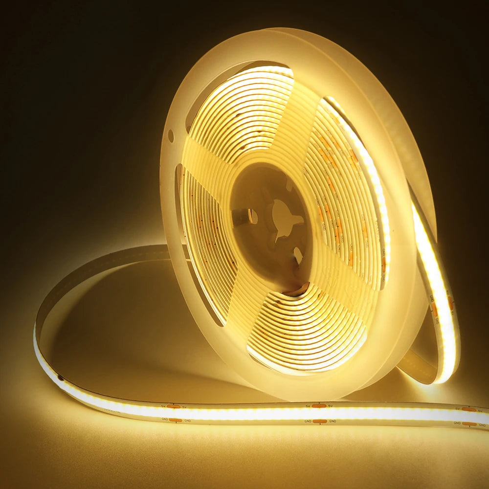 Battery Powered8MM COB Multi Color Led Strip 5V with Motion Sensor 320LEDs/M Led Induction