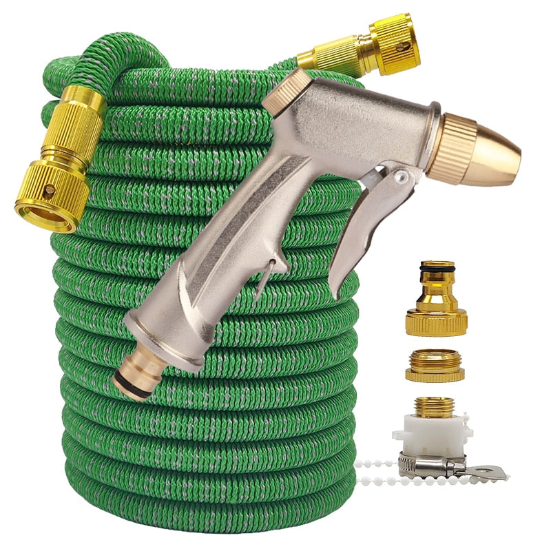 High Pressure Expandable PVC Garden Water Hose with Double Metal Connector.