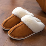 Winter Faux Suede Plush Closed Toe Slippers.