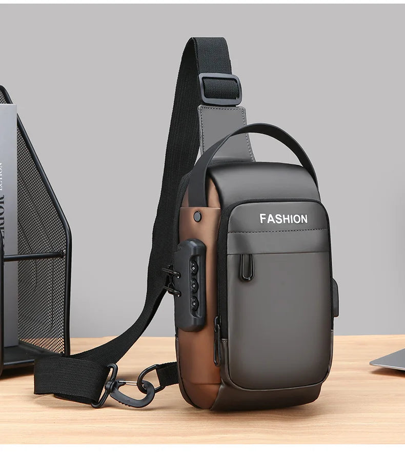 Men's Anti Theft USB Charging Crossbody Bag