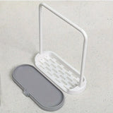 1PC Plastic Kitchen Towel Storage Rack With Sponge Drain Shelf
