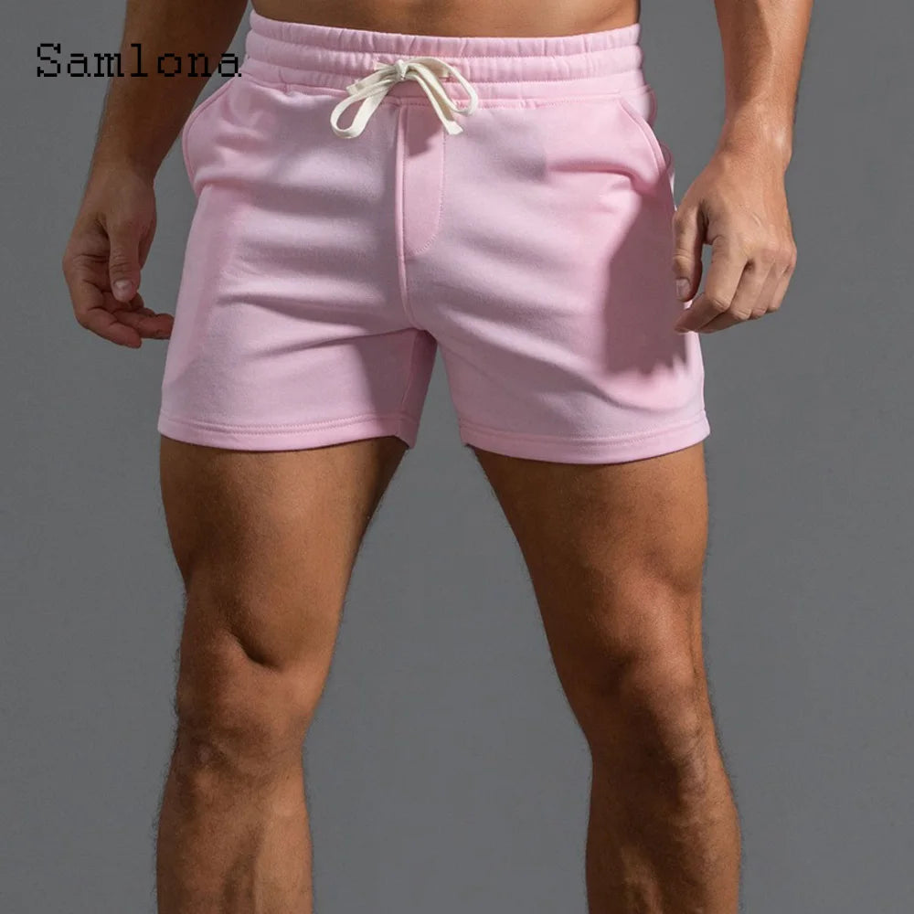Men's Leisure Shorts With Lace Up And Pockets