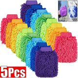 5PCS Double-sided Microfiber Washable Cleaning Mitt