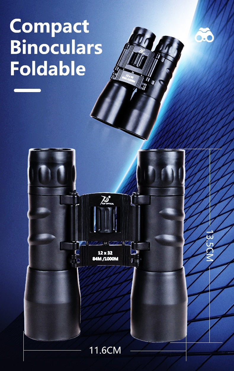 TOPOPTICAL 12x32 Compact Professional Portable Binoculars For Hunting or Birdwatching.