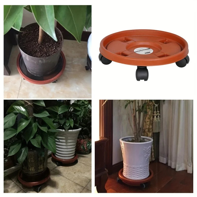 Heavy-Duty Indoor Or Outdoor Flower Pot Tray With Movable Universal Wheels