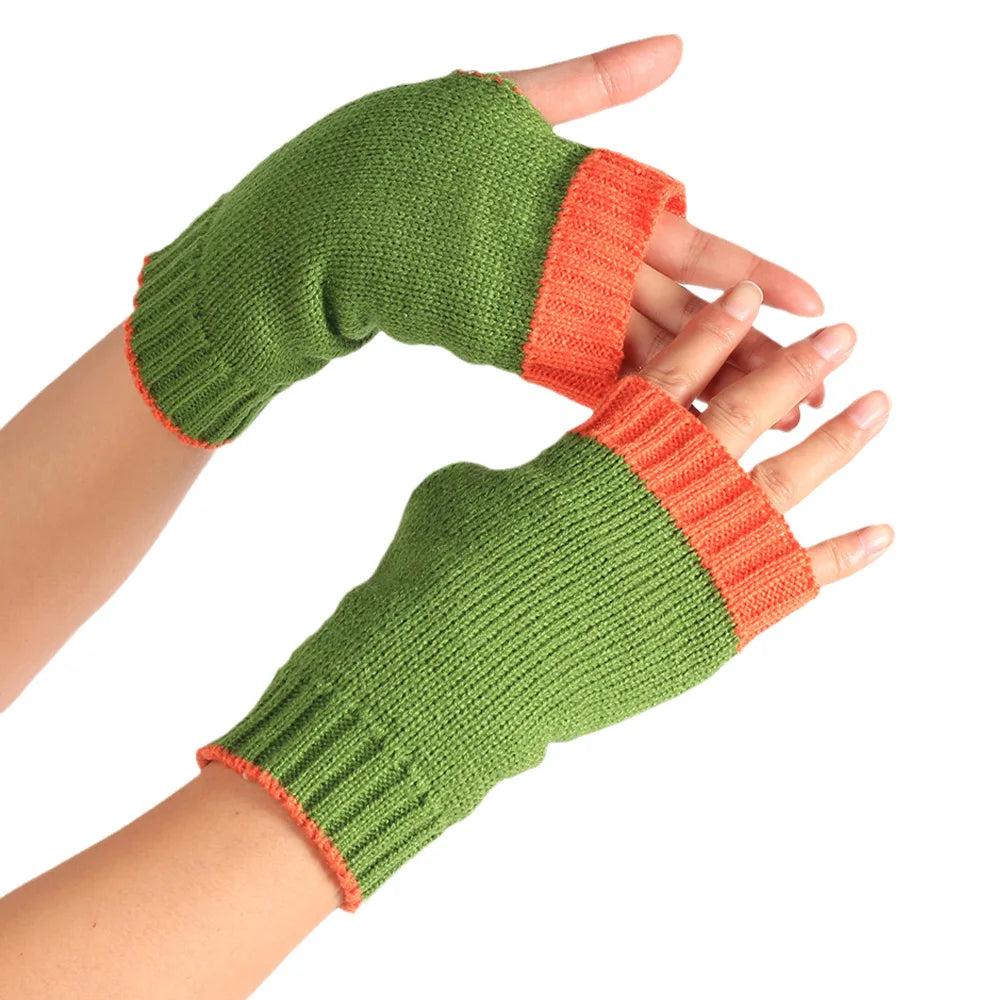 Women's Half Finger Acrylic Knitted Mittens