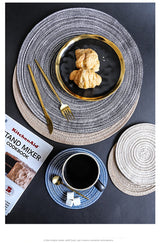 6pcs Round Woven Anti Slip Placemats Or Coasters