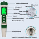 Digital PH Meter 10 in 1 Water Quality Monitor Tester PH/EC/TDS/Salinity/Thermometer Multi-parameter Testing Meter