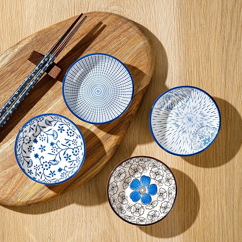 6pcs Japanese Mini Ceramic Decorative Plates For Dipping Sauces