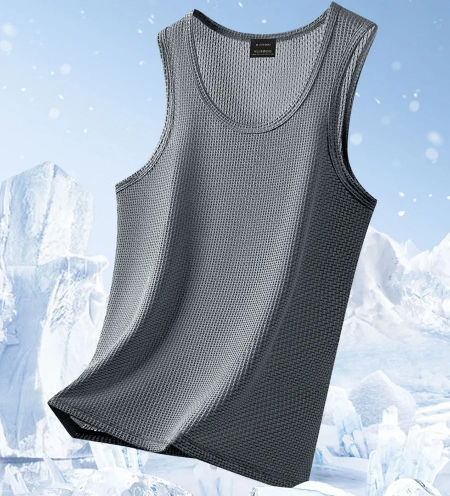 Men's Ice Silk Bamboo Knot Sleeveless Summer Mesh T Shirt