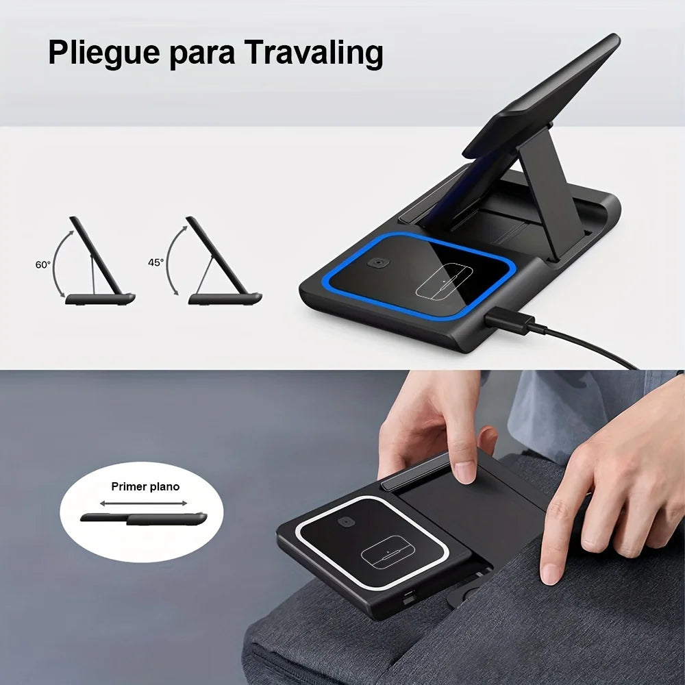 3 in 1 100W  Foldable Wireless Night Light Fast Charging Station For iPhone 16 15 14 13 12 And Apple Watch Airpods