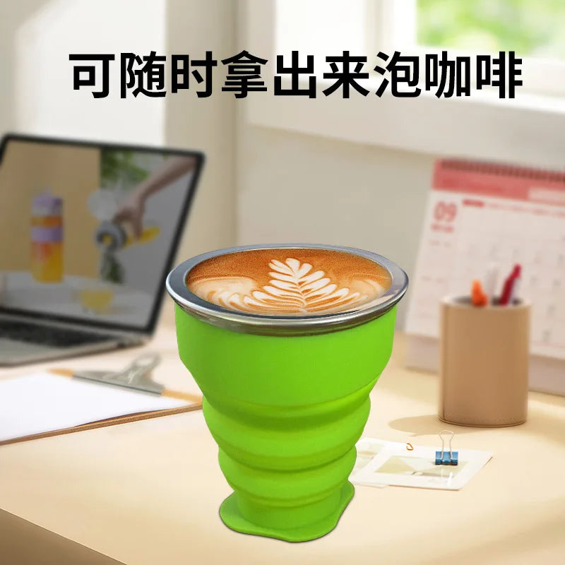Silicone Heat Resistant Folding Water Cup With Lids