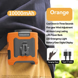 20000mAh Outdoor Portable Waist/Neck Fan With Power Bank And LED Lighting