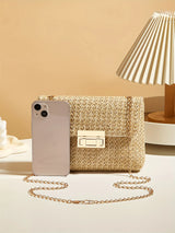 Women's Handwoven Crossbody Shoulder Bag With Lock Closure