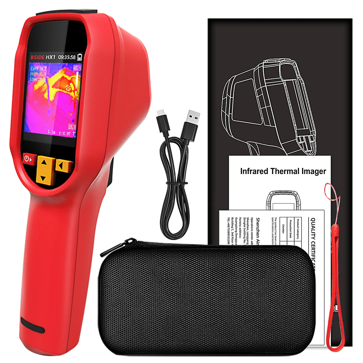 BSIDE Thermal Imager Camera HX1 Laser Thermographic HD Display For Circuit PCB Repair Pipeline Detection Medical Laser position