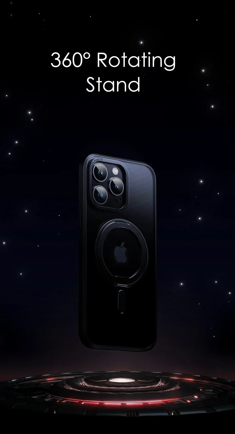 Magnetic 360°Rotation Stand Phone Case For Iphone 12 13 14 15 16 17 Pro Max Plus With Ring Holder
