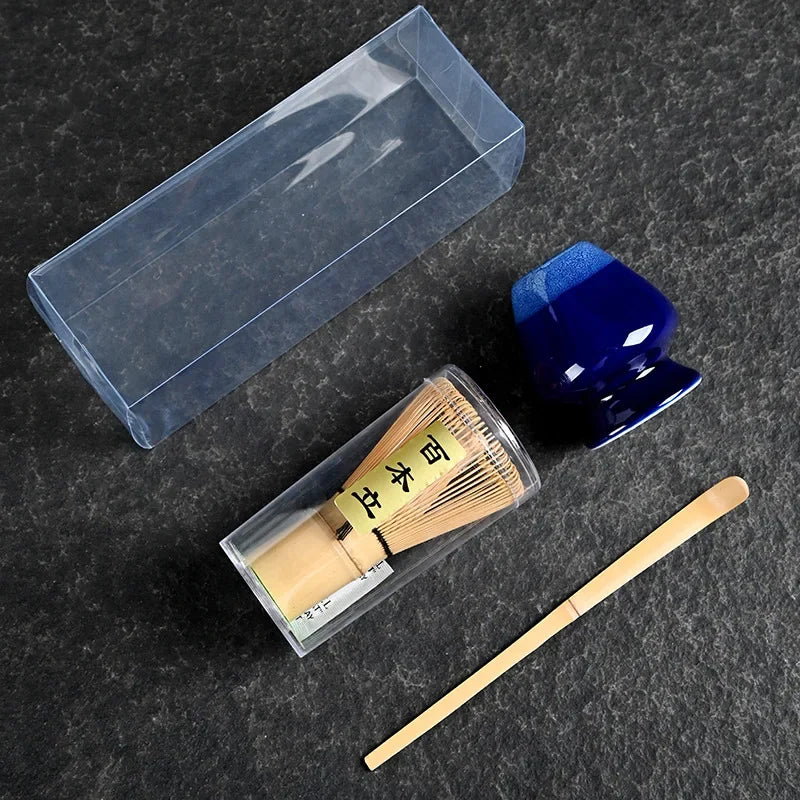 3/4pcs Matcha Bamboo Whisk Teaspoon And Ceramic matte Bowl