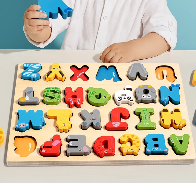 3D Colorful Montessori Wooden Alphabet Number/Puzzle