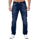 Men Stretch Denim Straight Leg Jeans With Pockets.