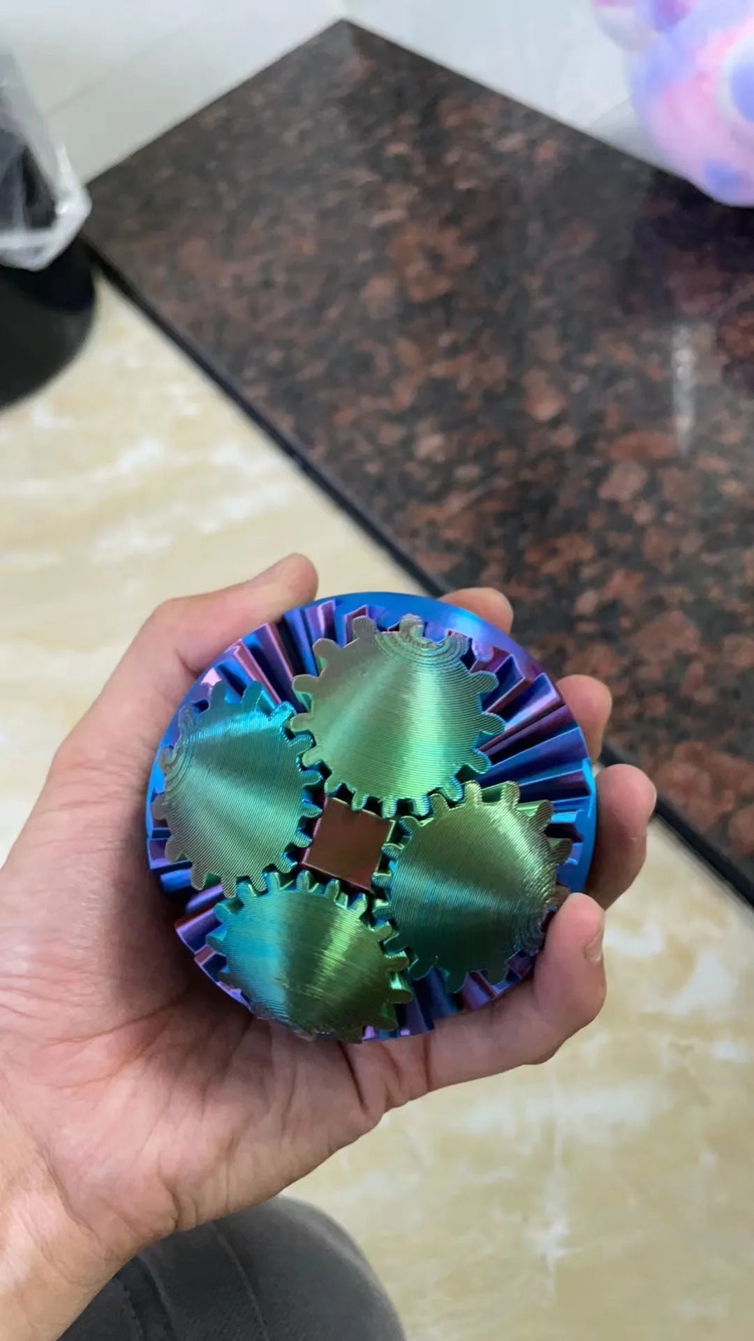 3D Printed Cube Fidget Spin Ball For Relaxing Due To Stress and Anxiety