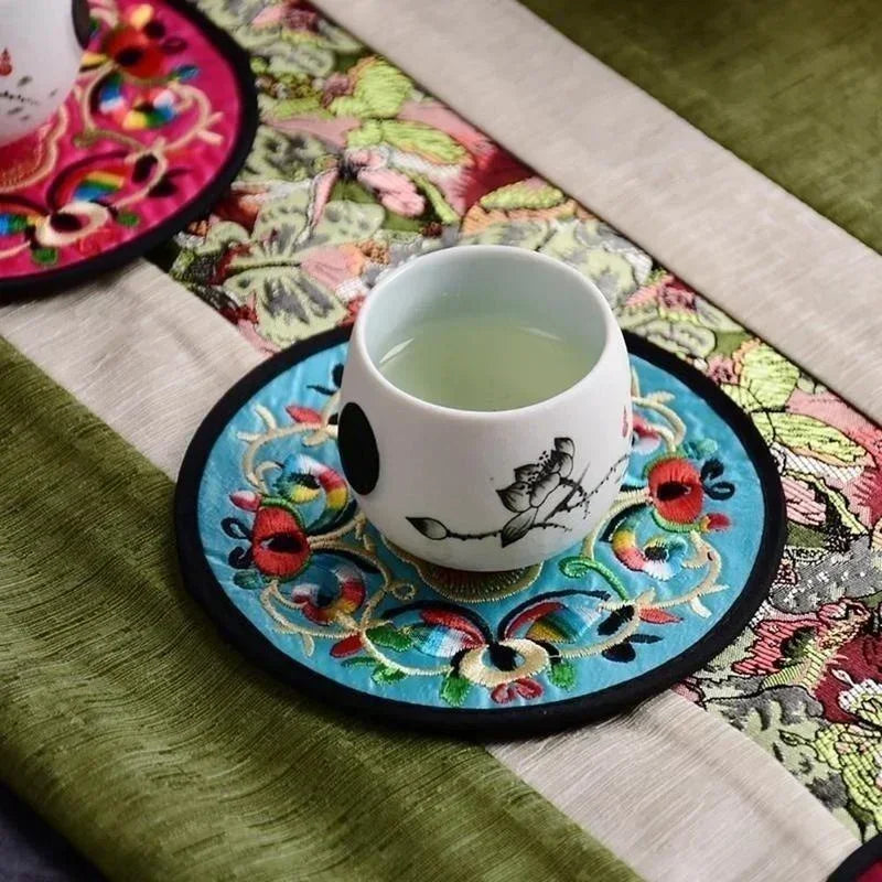 4PCS/set Embroidery Cloth Protective Coaster Mats