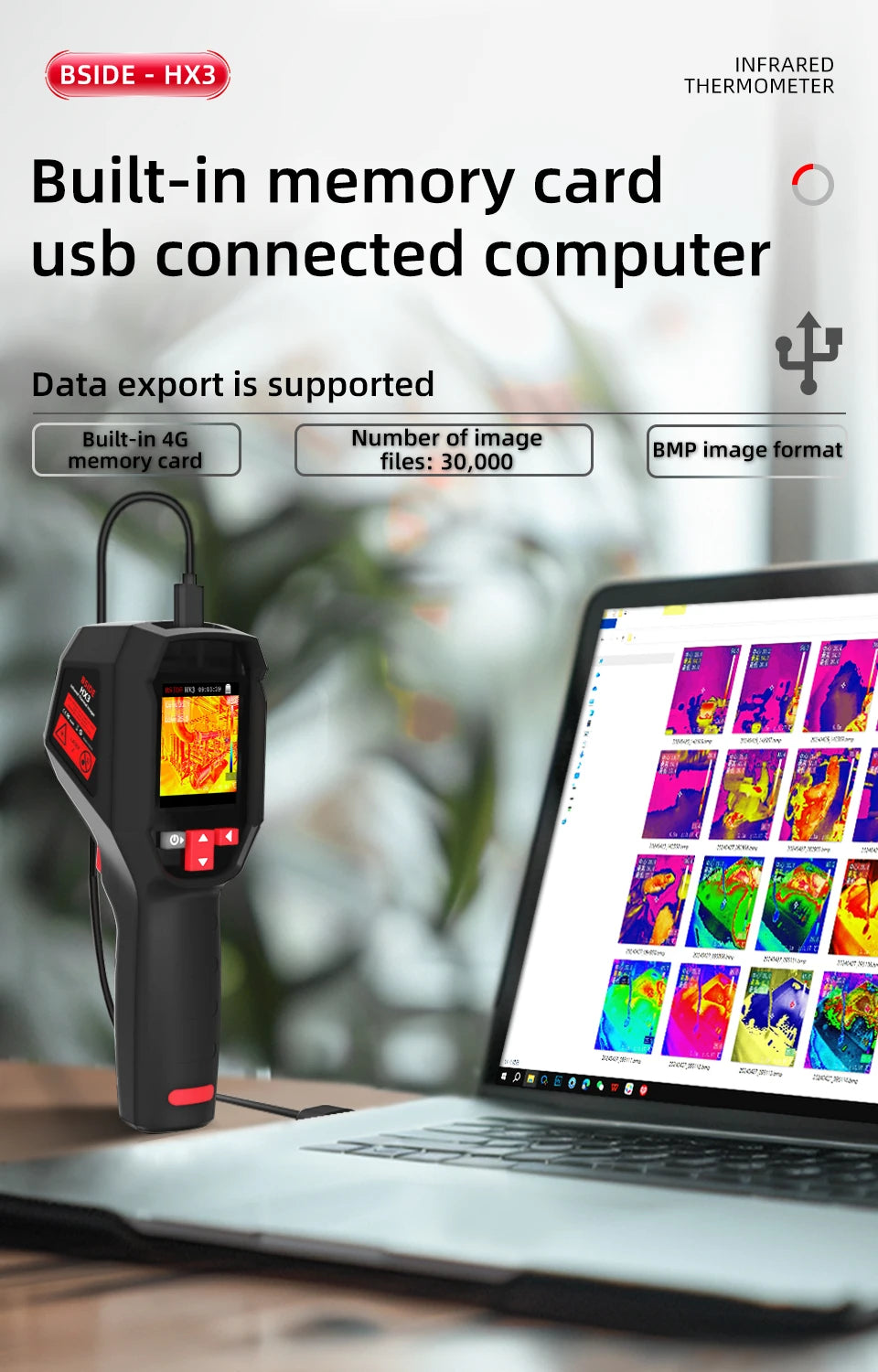 BSIDE Thermal Imager Camera HX1 Laser Thermographic HD Display For Circuit PCB Repair Pipeline Detection Medical Laser position