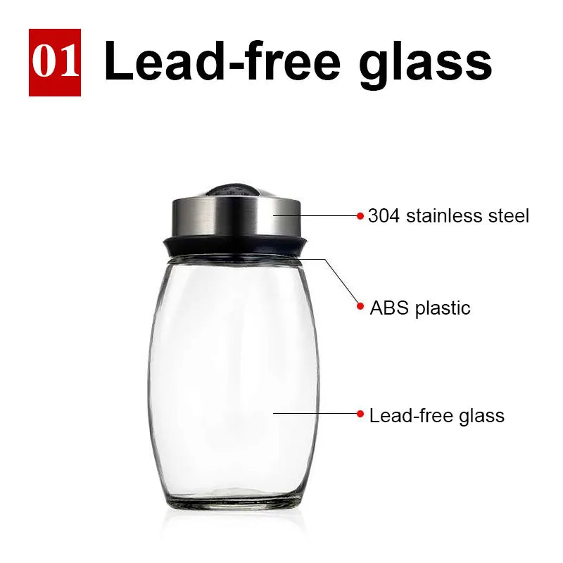 1 OR 7pcs Glass Spice Jars On Rotating Storage Holder.