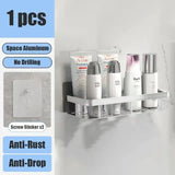 Metal Wall Mounted Bathroom/Kitchen Shelf With Adhesive Patch To Secure
