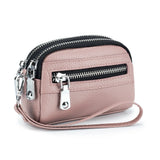 Women's Genuine Leather  Double Zipper Purse