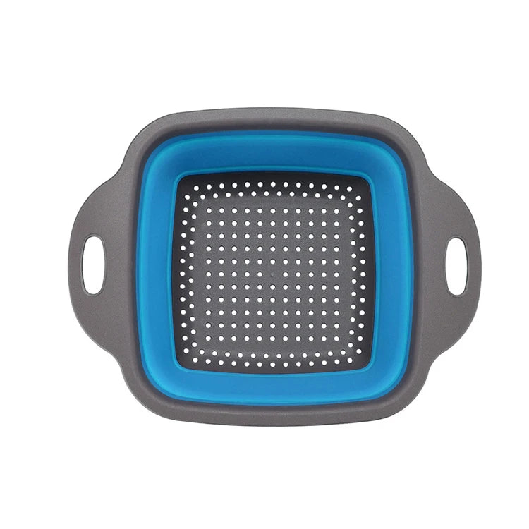 Foldable Square Vegetable Fruit Strainer Basket with Handle