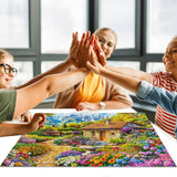 120/300/500/1000 House With Flowers in Mountains Wooden Puzzles