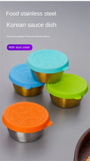 Leak Proof Condiment Containers with Lids OR Squeezable Sauce Bottles.