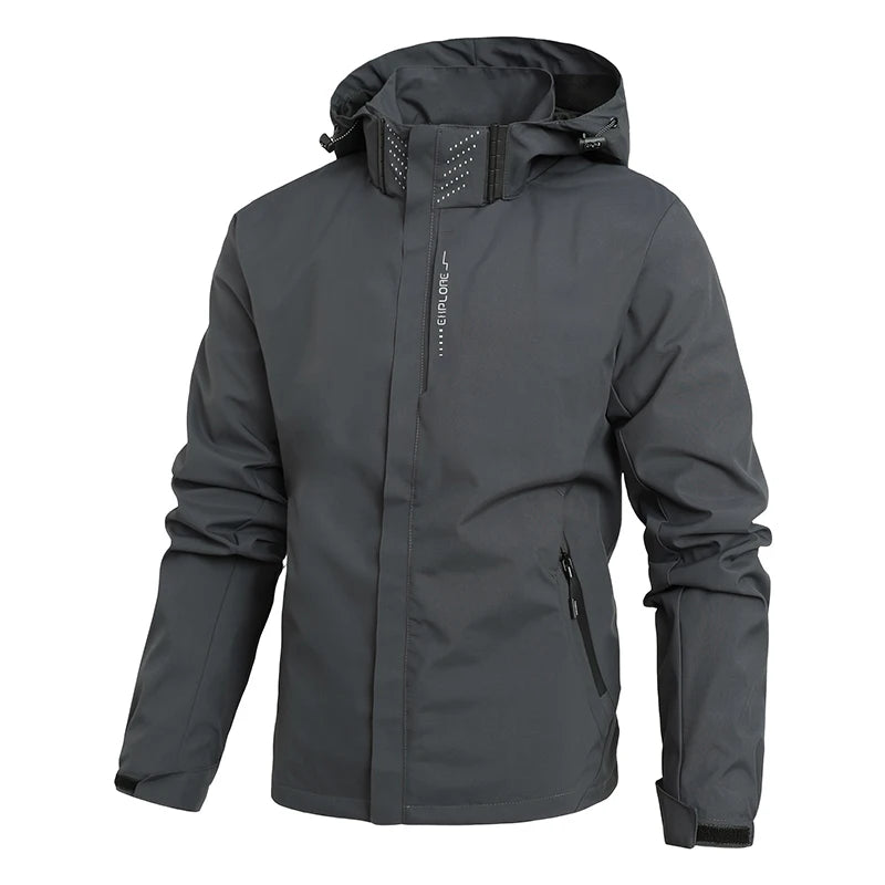 Men's Spring/Autumn Waterproof Jacket With Detachable Hood Sizes M-5XL