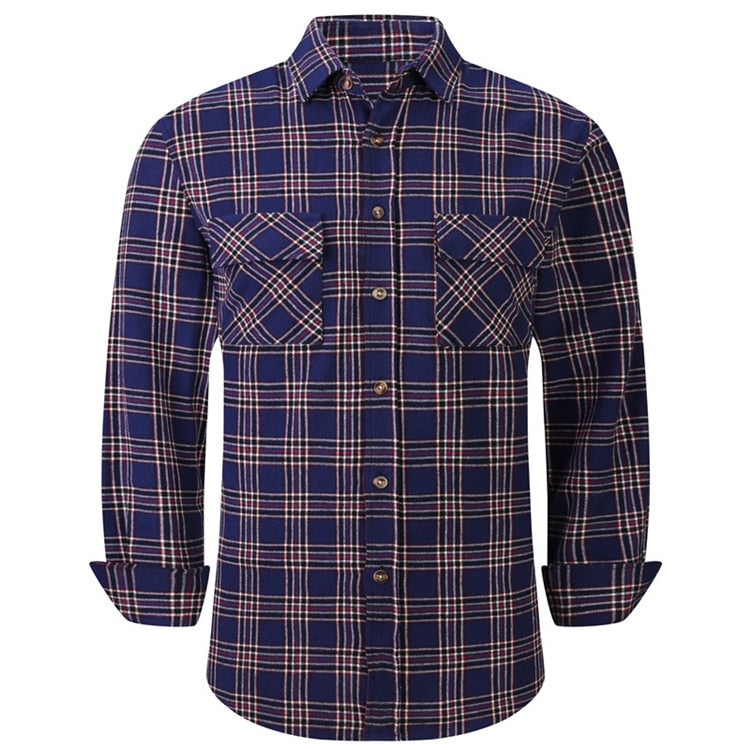 Men's Plaid Flannel Casual Long-Sleeved Shirt. Sizes For (USA SIZE S M L XL 2XL)