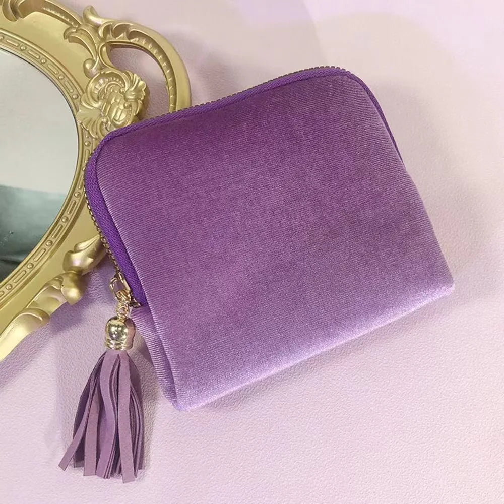 Velvet Travel Jewelry Pouch With Zipper