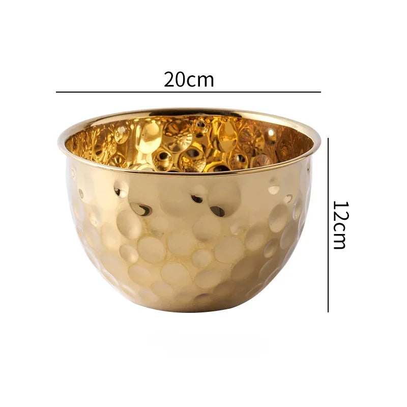 Stainless Steel Hammer Point Fruit Or Mixing Bowl