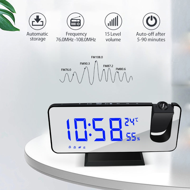 LED/USB Digital Desktop 2 Function Alarm Clock With Time Projector.