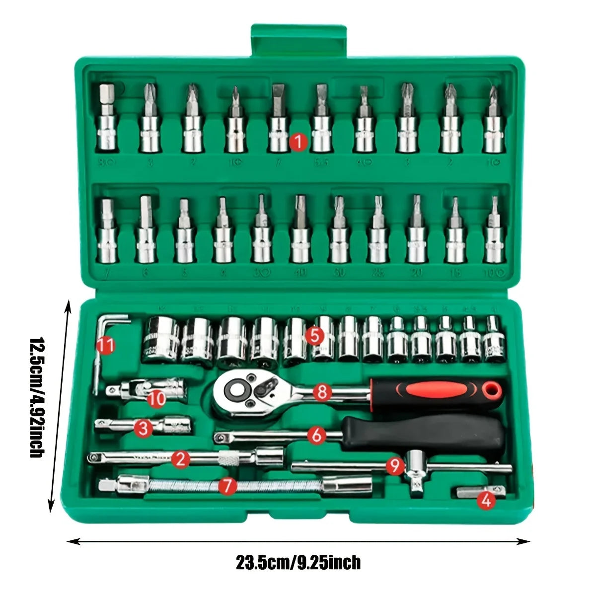 46pc Multipurpose Metric Hex Bit 1/4 in Socket Set