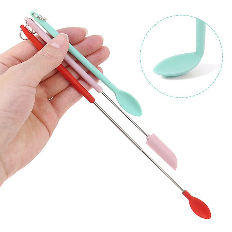 Mini Silicone Long Handle Spatula, Great for Cosmetic jars.