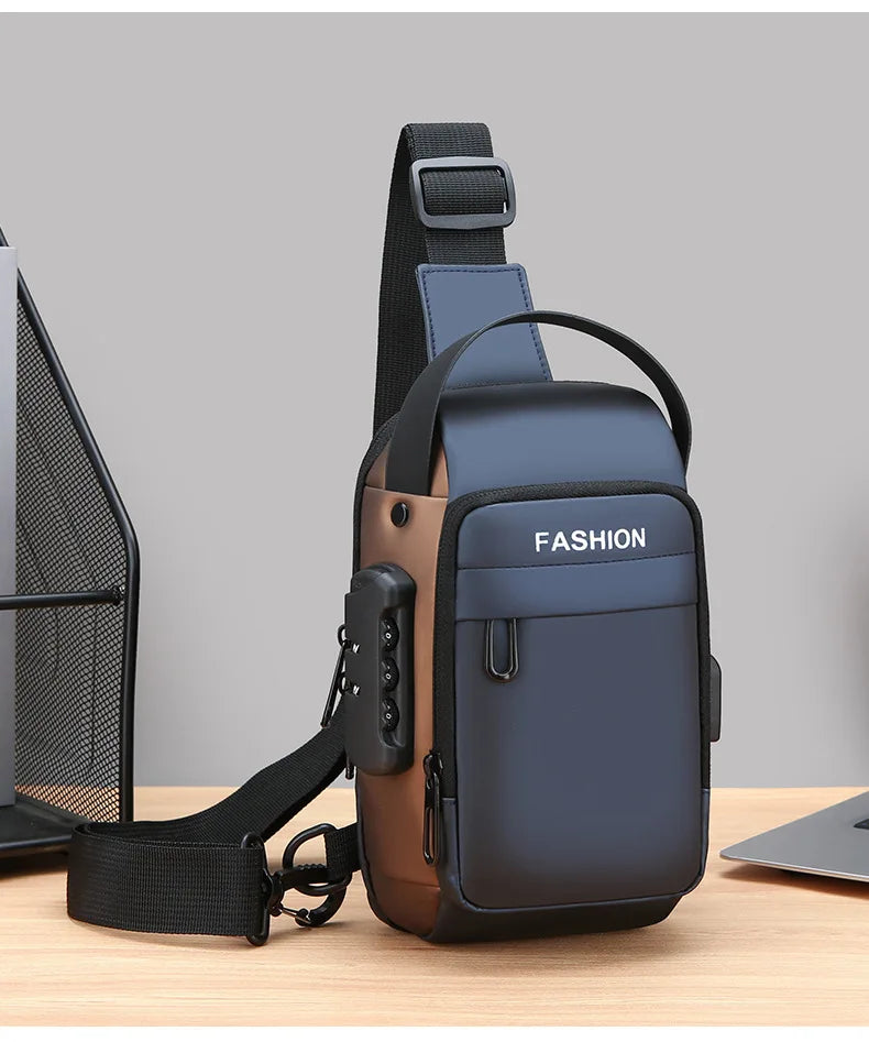 Men's Anti Theft USB Charging Crossbody Bag