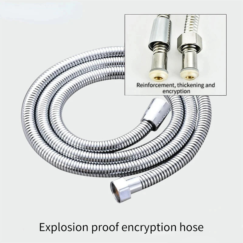 Black/Chrome Stainless Steel Flexible Shower Hose