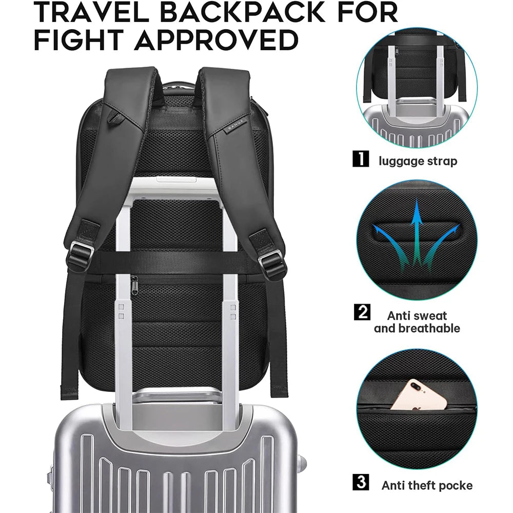 BANGE Waterproof USB Charging Backpack Fits 15.6 Inch Laptop