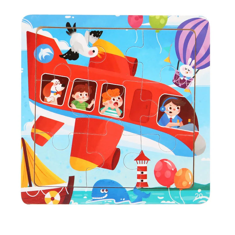 11x11cm Wooden 3d Cartoon Puzzle