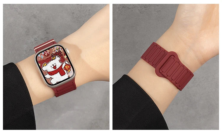 Silicone Magnetic  Strap for Apple Watch 46mm 42mm 49mm 45mm 41mm 44mm 40mm Band For IWatch Ultra 2 Series 10 9 8 7 6 SE 5 4 3