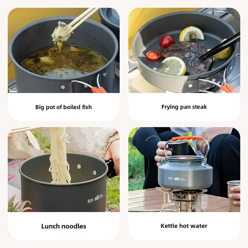 Ultralight Aluminum Camping Cookware With Storage Bag